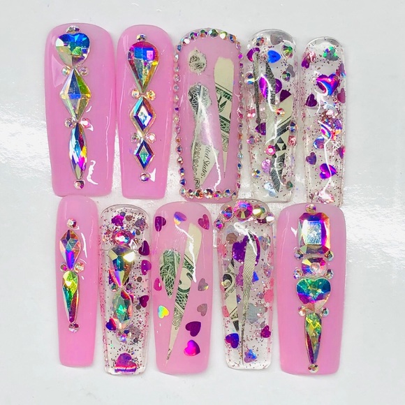 RICHES 💰LONG SQUARE PRESS ON NAILS - Picture 4 of 13